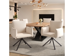 Juego de 6 sillas de comedor, sillón tapizado con 4 patas de metal, giratorio 360° con soporte lumbar, estilo informal, color beige
