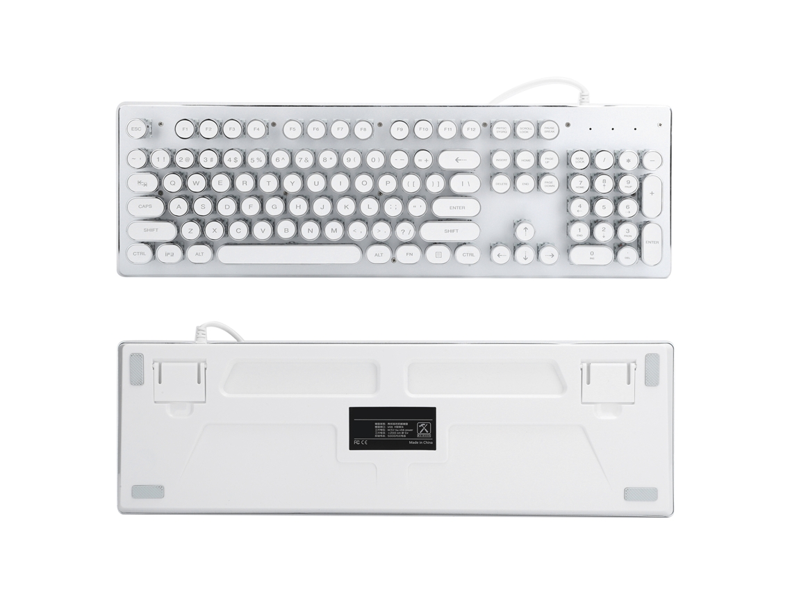 Baoj-2026teclado Mecânico Gamer Com Fio De 104 Teclas Com Luz Mista Design Ergonômico Redondo Branco