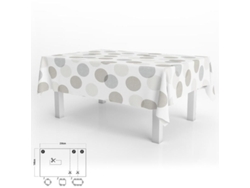 Mantel Hule Rectangular Circulos Beige Impermeable Antimanchas PVC 140x250 cm  Recortable Uso Interior y Exterior ORYX