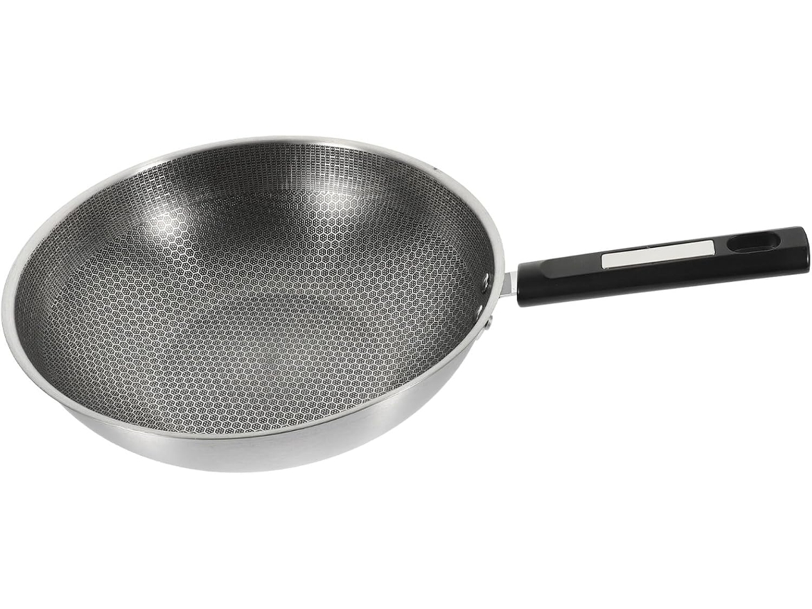 Sartén Para Huevos De Acero Inoxidable Con Mango Antiadherente De Estructura De Panal.