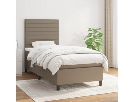 Cama con somier VIDAXL (Gris - Tela - 203 x 90 x 128 cm)