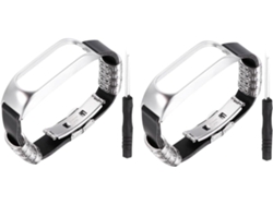 Juego De 2 Correas De Reloj De Metal De Lujo Para Pantallas Táctiles, Negras Con Marco Plateado, Accesorio Elegante.
