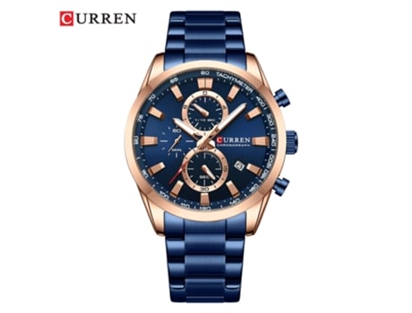 Relojes de pulsera para hombre, relojes de pulsera resistentes al agua con correa de acero inoxidable para hombre, color azul con carcasa rosa LUUCOZK