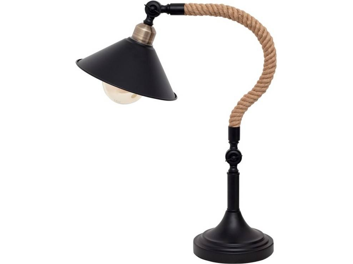 Lámpara de Mesa FABRILAMP Soga (Negro - E27 - Máx. 60W - Cuerda - Metal)