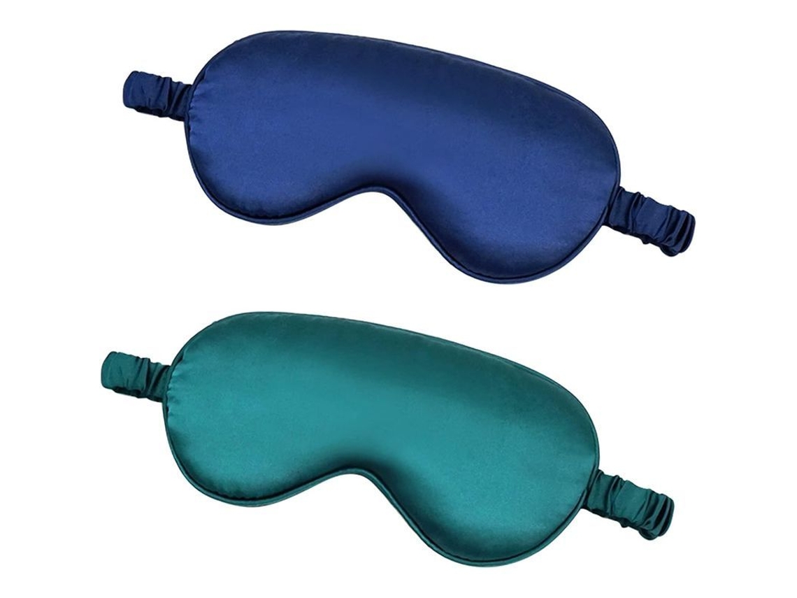 Antifaz Para Dormir De Seda Con Fresas Y Suave Tira Elástica (azul Marino Y Verde Oscuro)