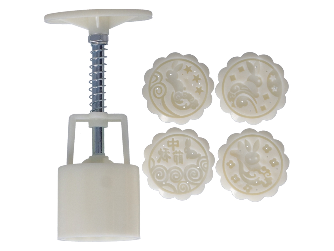 Molde para galletas y pasteles de 50 g con 4 sellos redondos (estampado de conejo)