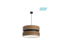 Lámpara colgante Colet 2x27 cm, color negro/madera oscura, 50 x 50 cm, Fabrilamp