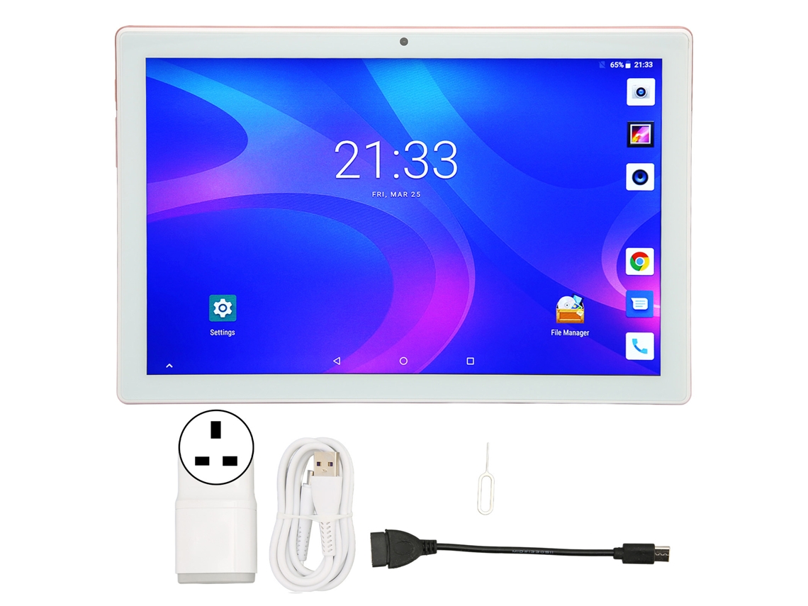 Tableta Android 11.0 de 10 pulgadas, 8 GB/256 GB, 8 núcleos, 4G, rosa, enchufe británico, luz dorada