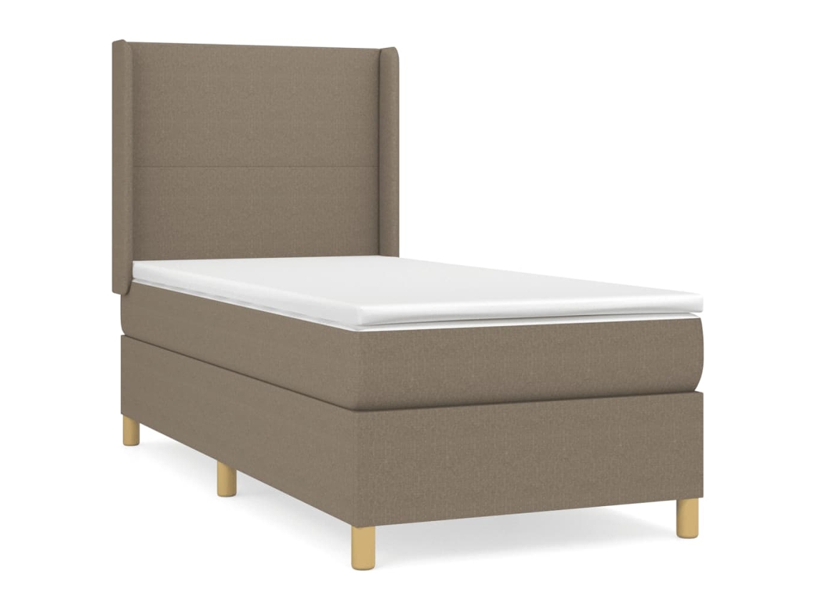vidaXL Cama con sommier y colchón tela gris marrón 80x200 cm