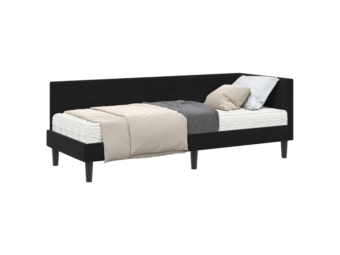 Maison Exclusive - Estructura De Cama Esquina Con Colchón 2 Pcs Negro Terciopelo