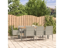 Conjunto de comedor de jardín DKD Home Decor de 9 piezas con cojines, ratán gris