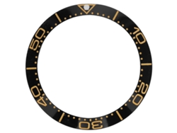 Anillo De Bisel De Cerámica De 38 Mm Para Reloj, Pieza De Repuesto Con Dígitos Dorados, Base Negra.