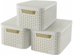 Curver Cajas de almacenaje con tapa Style 3 unidades S blanco