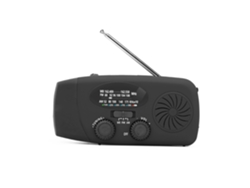 Radio de emergencia portátil Yuysan YY 071p FM/AM, recargable por energía solar, dinamo de manivela, linterna LED, 2000 mAh, alarma SOS, color negro