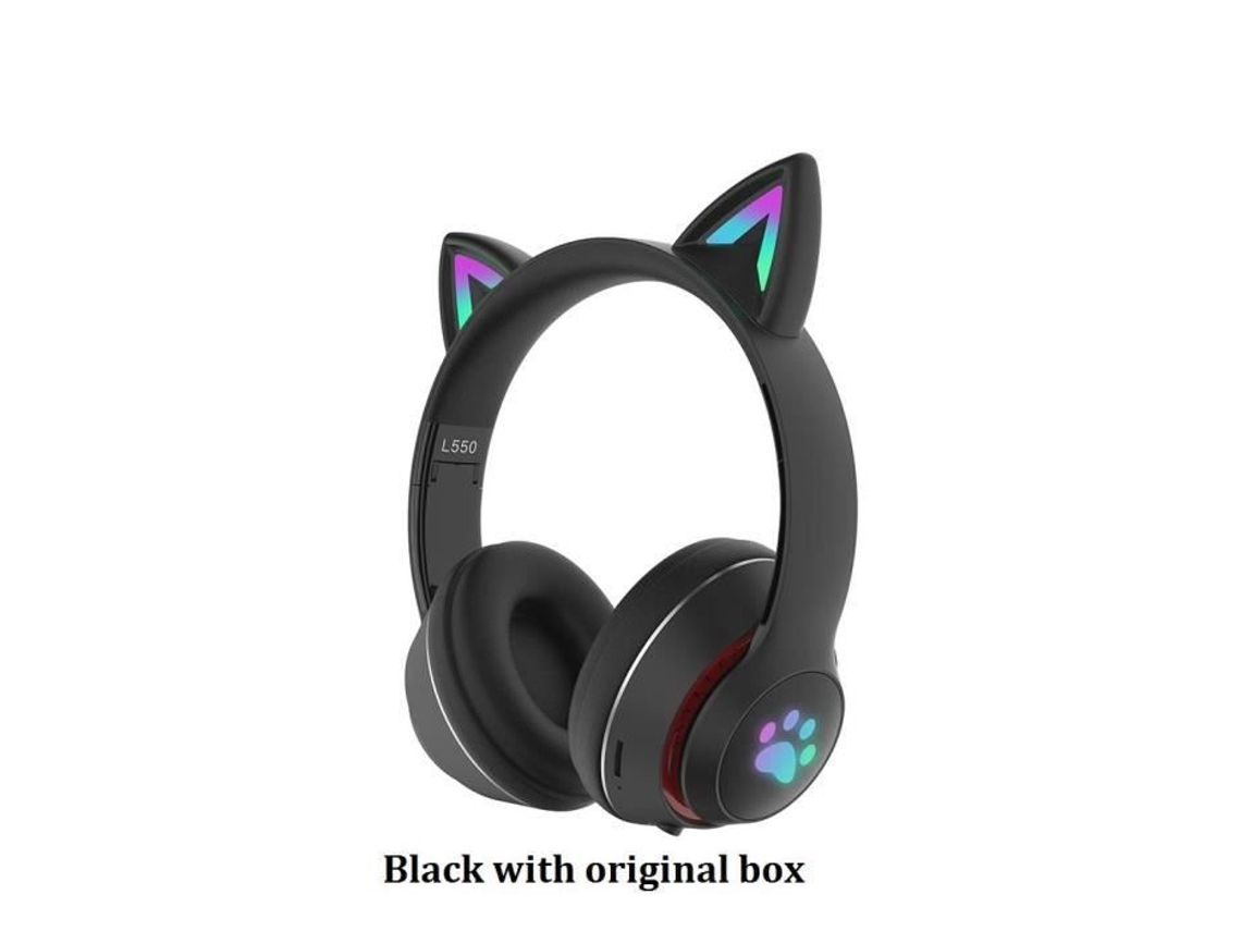 Auriculares inalámbricos Bluetooth 5,0 para niñas, auriculares para juegos de alta fidelidad con micrófono, luz Led, compatible con tarjeta TF