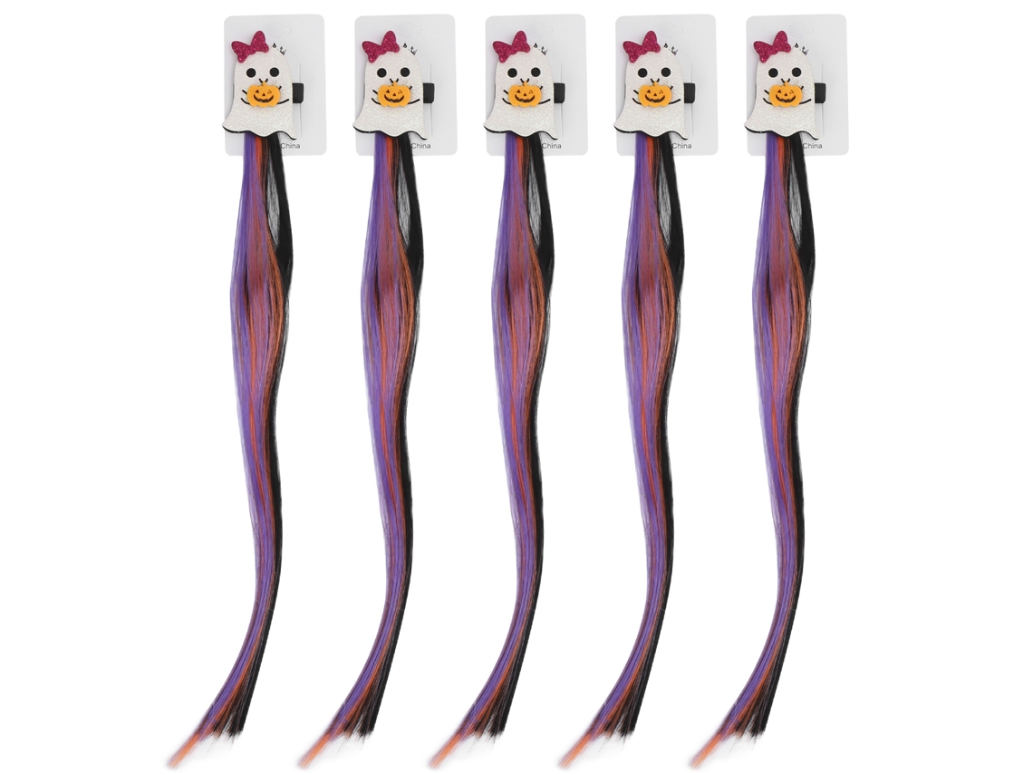 5 Extensões de Cabelo Coloridas para o Halloween - Acessórios para Crianças e Mulheres - Estilo Suave
