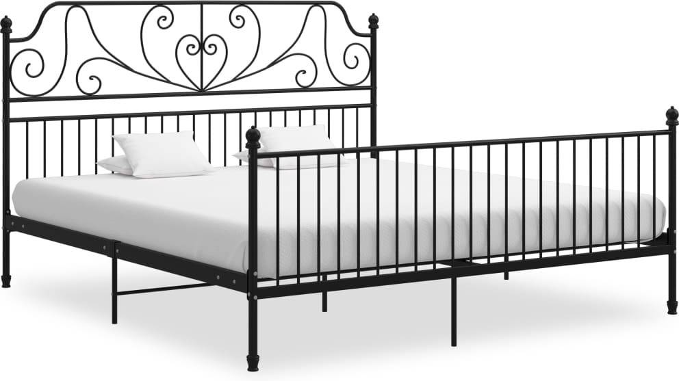 Estructura de Cama VIDAXL (Compatible con Colchón: 200x200 cm - Metal - Negro)