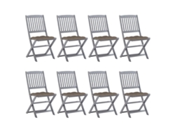 Sillas plegables de exterior DKD Home Decor de 8 piezas con cojines de acacia maciza
