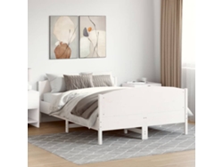 Estructura De Cama Sin Colchón Madera Maciza Blanca 120x190 Cm