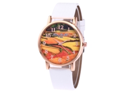 Reloj De Moda Casual Unisex De Cuarzo Con Correa De Cuero Zhoulianfa(blanco)