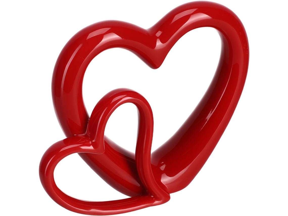 Figura De Corazón De Cerámica Roja, Decoración Romántica Para Bodas