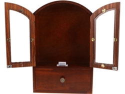 Mueble De Oficina De Madera Con Puertas De Cristal Y Pequeño Organizador De Cajones.