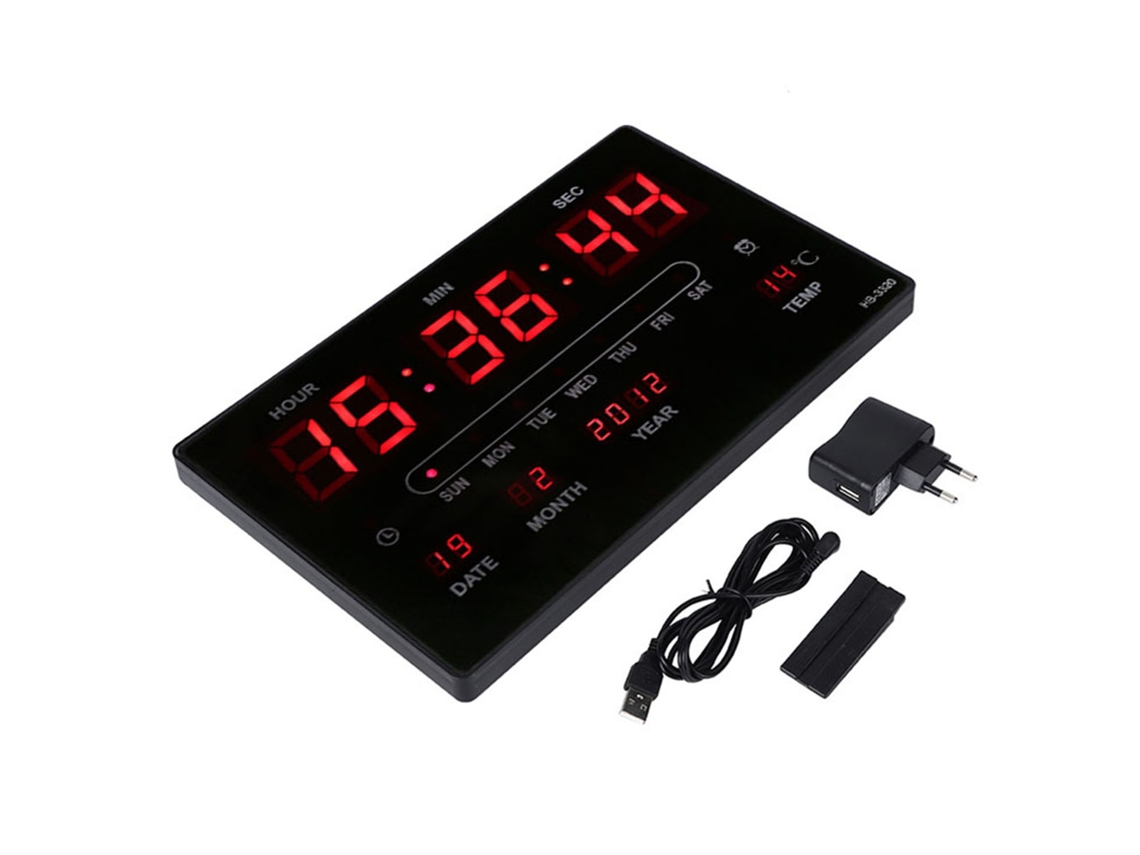 Reloj digital electrónico Baok-Led con calendario multifuncional e indicador de hora y temperatura en tela.
