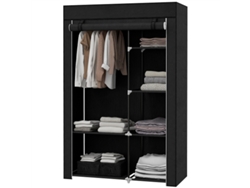 Armario De Tela Con Seis Compartimentos, Exterior De Tejido No Tejido, Plegable, Color Negro.