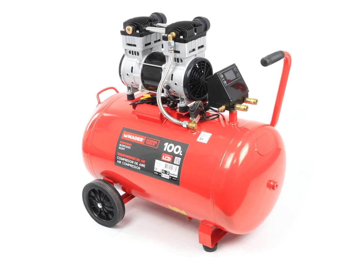 MADER 09378 Compresor de Aire Con Lcd 100L 2Hp Silencioso