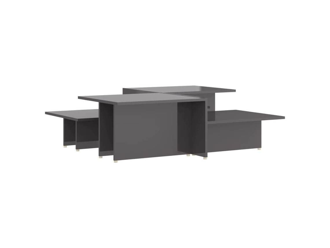 Juego de 2 Mesas de Centro 111,5x50x33 cm Madera Procesada Gris Brillo MAISON EXCLUSIVE