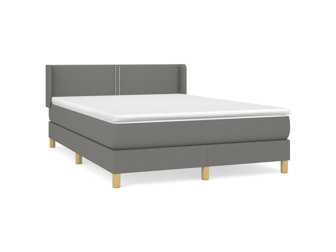 Maison Exclusive - Cama Box Spring Con Colchón Tela Gris Oscuro 140x200 Cm