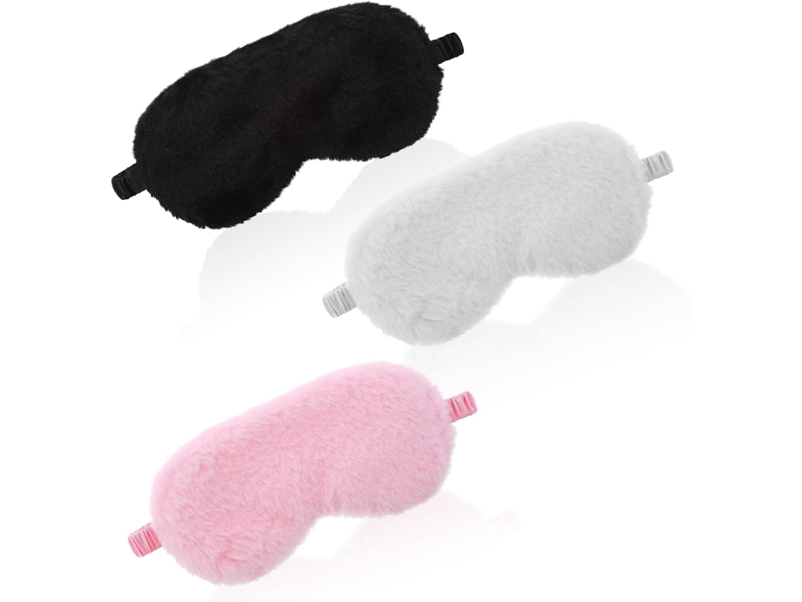 3 Antifaces Negro/blanco/rosa Soft Peluche, Para Dormir/viaje/siesta