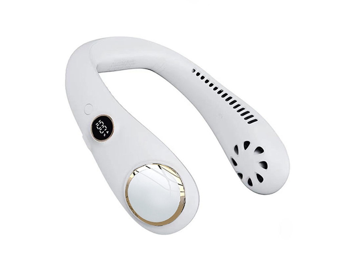 Ventilador De Cuello Sin Aspas Recargable Por Usb De 2000 Mah, Portátil, Manos Libres, Blanco.