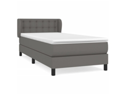 Maison Exclusive - Cama Box Spring Con Colchón Cuero Sintético Gris 80x200 Cm
