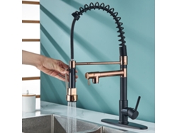 Grifo De Cocina Color Oro Rosa, Agua Fría Y Caliente, Rotación Multidireccional.