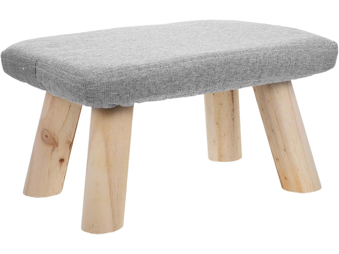 Reposapiés De Madera Maciza Natural, Antideslizante, 35x25x20 Cm, Taburete Multiusos Para Oficina.