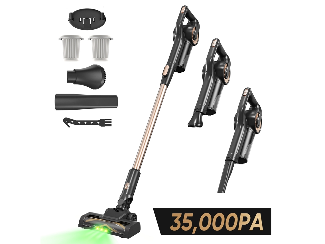 Aspiradora inalámbrica 35000PA/40min con depósito de 1.3L, cepillo antienredos, LED, filtro HEPA, para todo tipo de suelos