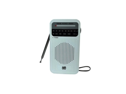 Radio portátil AM FM con altavoz, conector para auriculares, 2 pilas AA, color blanco