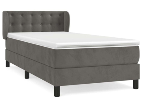 vidaXL Cama con somier y colchón 90x200 cm terciopelo gris oscuro