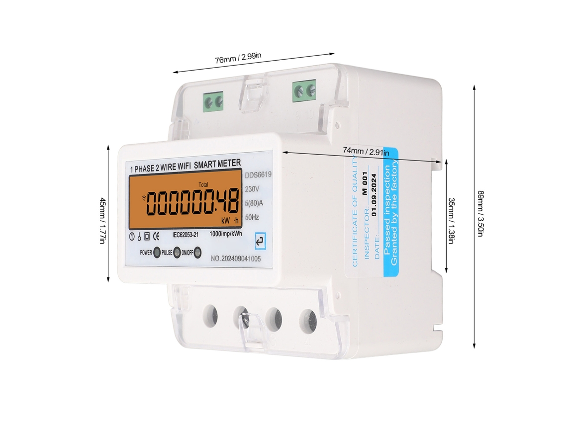 2026as-contador Inteligente De Energia Wifi Monofásico 2 Hilos Con Interruptor, Control Remoto Por App, Rail Din
