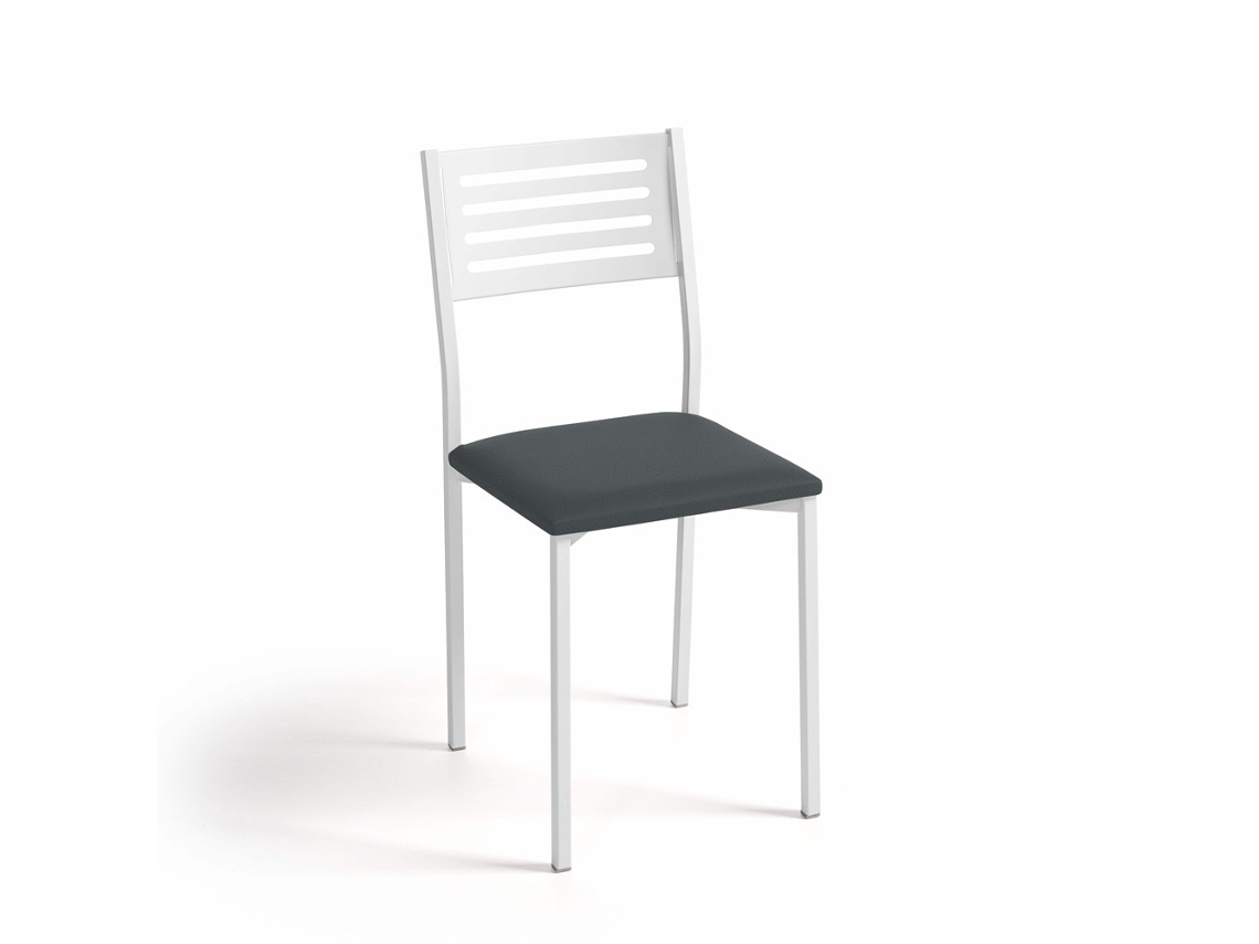 Cadeira de Cozinha Kati Branca 38x86x47cm Grafite Prateado FANMUEBLES