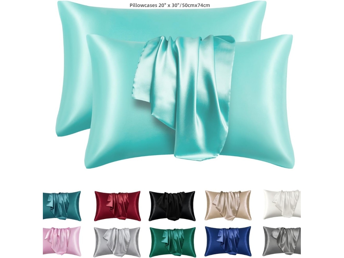 Funda De Almohada De Satén De Imitación Seda Hielo Para Dormir (verde 20x30 Pulgadas) Cuich