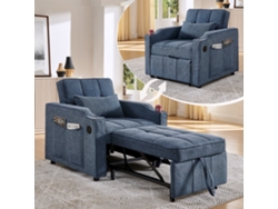 Sofá Cama 1 Plaza - Diseño Deslizante, Función De Carga Usb, Estilo Lujoso Y Elegante - Azul Marino