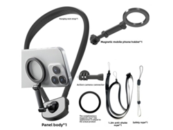Soporte magnético de cuello para teléfono móvil, compatible con iPhone/Samsung/Huawei/Xiaomi, para grabación y transmisión en vivo - Negro Digitallab