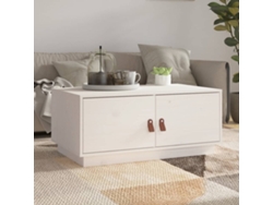 Mesa de Centro de Apoyo 80X50X35 Cm Madera de Pino Maciza Blanco