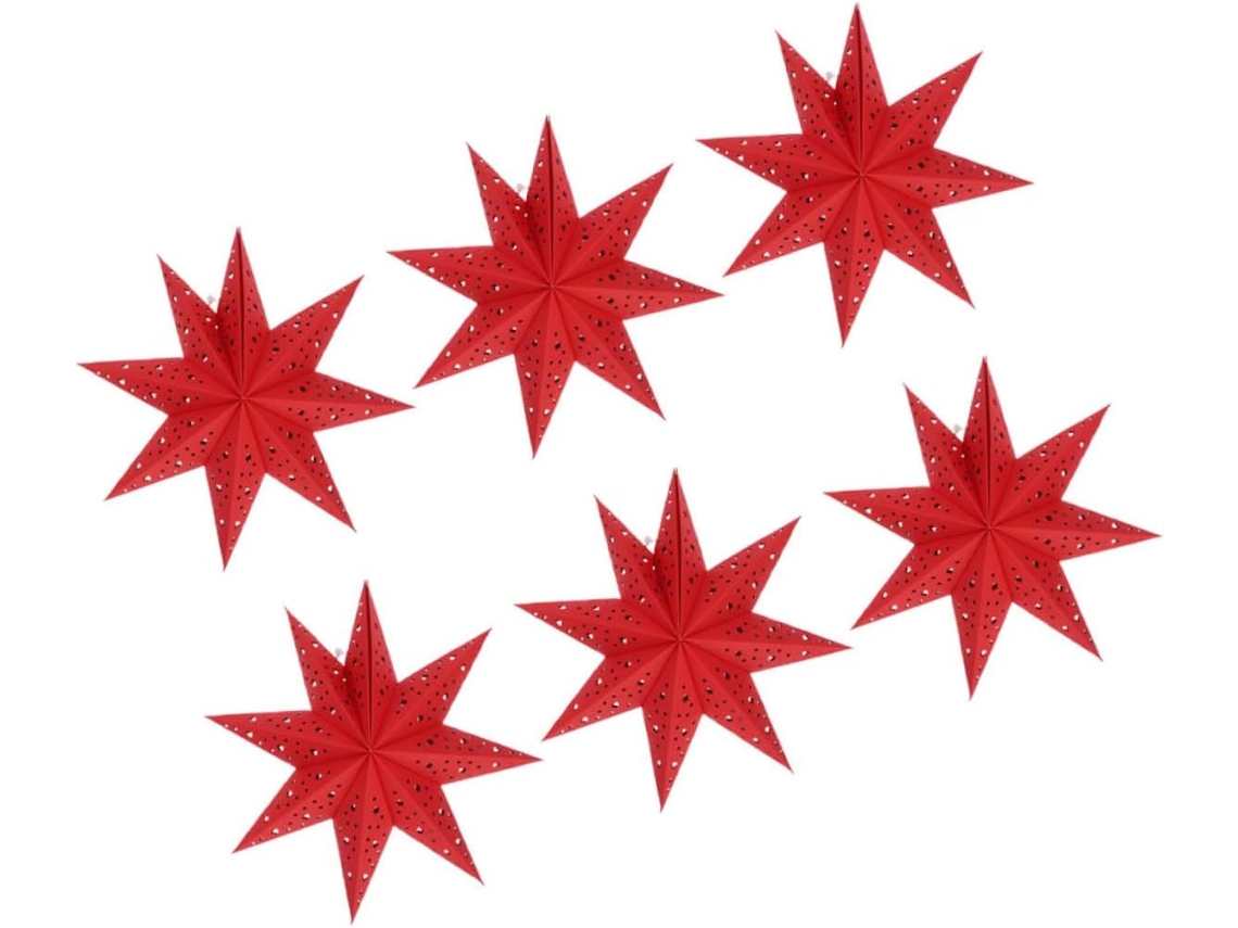 Juego De 6 Estrellas Plegables De Papel Blanco De Nueve Puntas Para Decoración Colgante De Bodas.