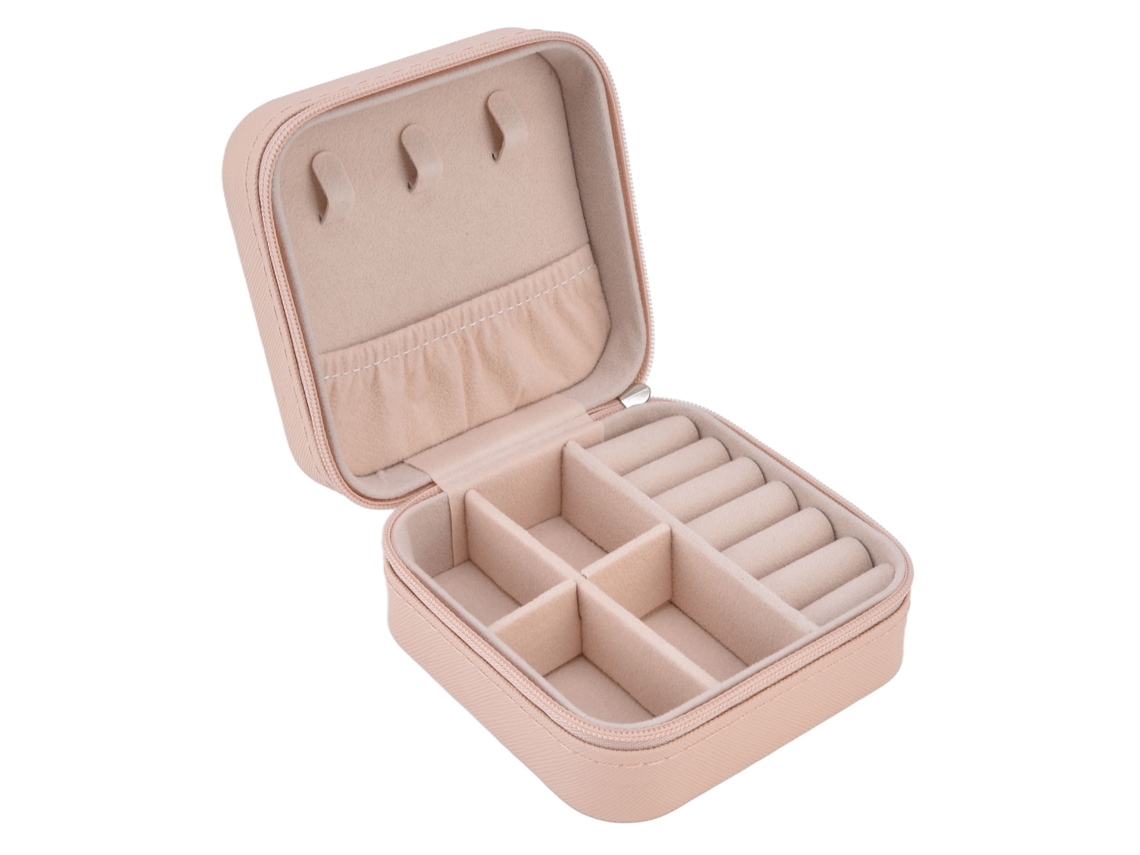Divisores portátiles para caja de almacenamiento de joyas con forro rosa (12x12x6 cm) Kofihety