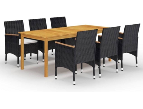 Conjunto 7 de comedor de jardín de VIDAXL negro
