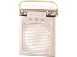 Ventilador portátil (blanco) con aire acondicionado, recargable mediante USB, con 3 modos de nebulización.