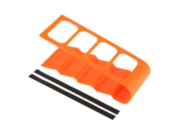 Organizador De Escritorio De Plástico Naranja Para Mandos A Distancia De Tv, Dvd, Vcr Y Teléfonos Móviles, 4 Compartimentos.